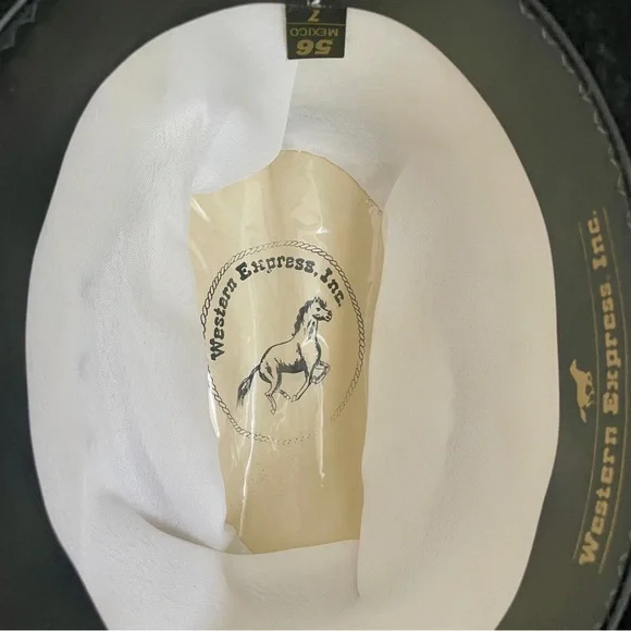 Western Express Inc. Black Felt Cowboy Hat Braided Band & Gold Accents Size 7 - Picture 4 of 9